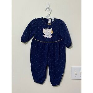 Vintage Healthtex Baby Romper Angel Bear Star Print Outfit Infant Jumpsuit 18 Mo